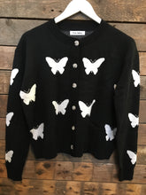 Load image into Gallery viewer, Black White Butterfly Knitted Cardigan
