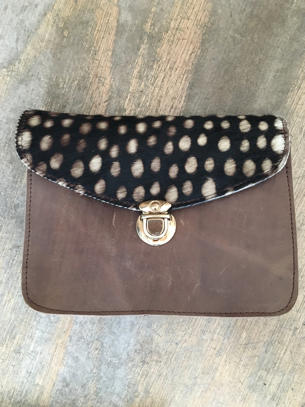 Fairly Made Spot Leather Clutch Shoulder Bag